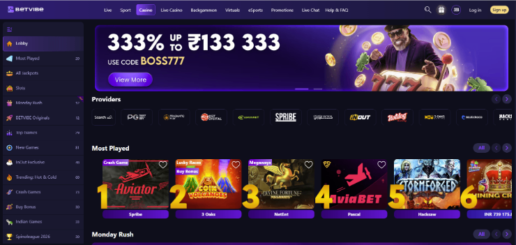 Betvibe - top IN casino online - homepage